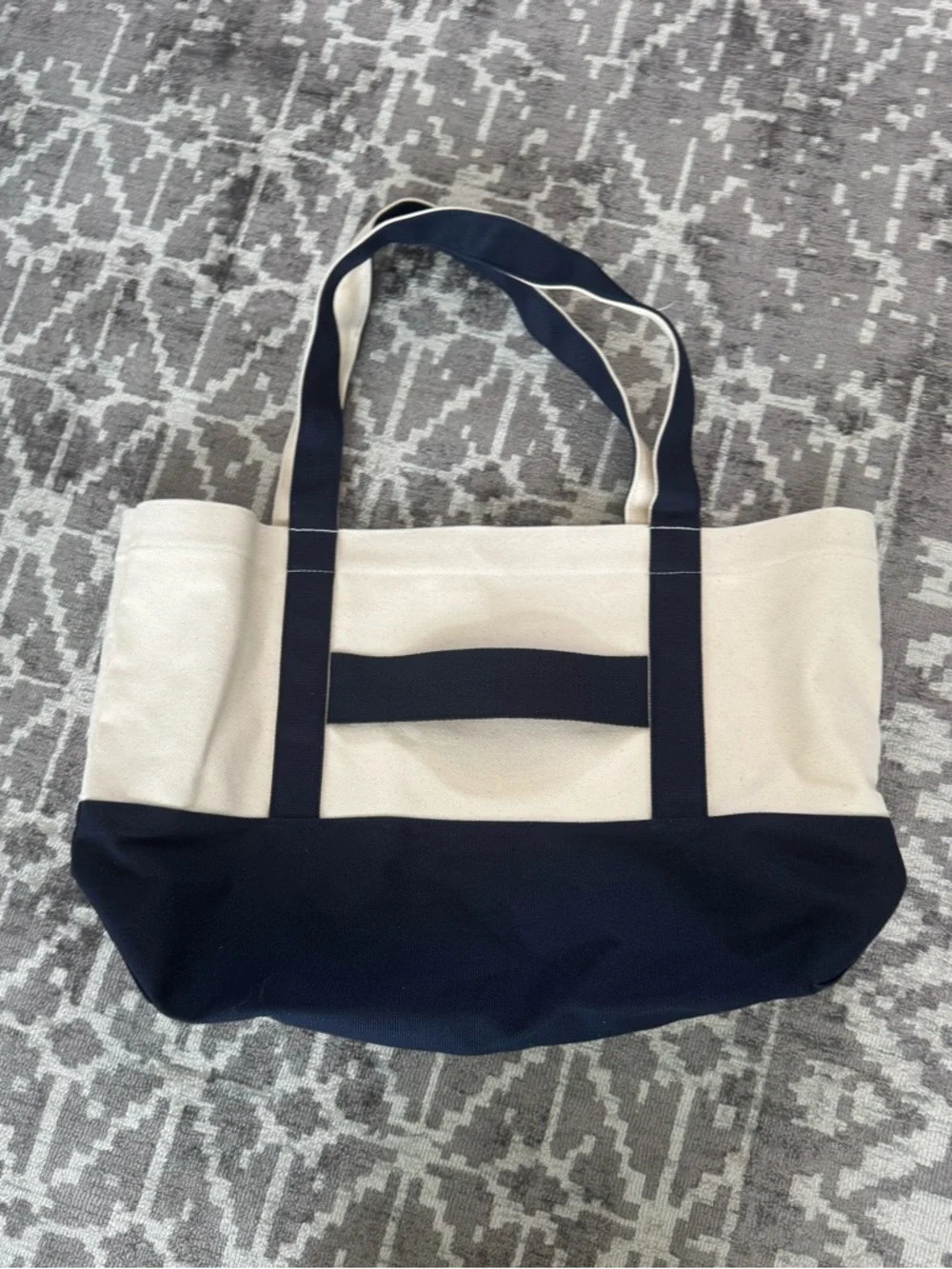 J.P. Morgan Canvas Tote Bag in Cream and Navy